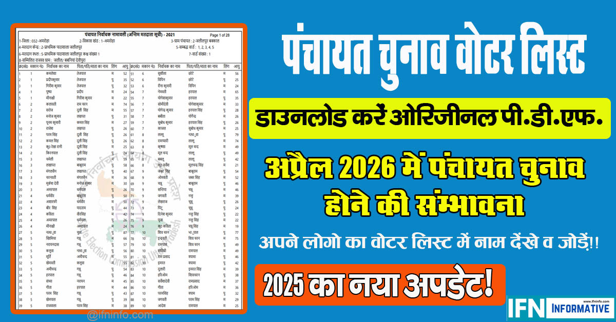 Panchayat Voter List Download PDF